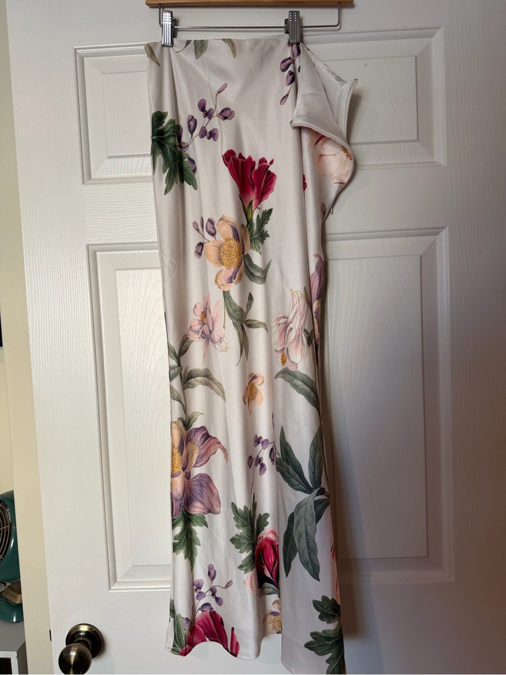Floral Silk MESHKI skirt - Cream with Multi-Color Bloom Print